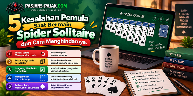 5 Kesalahan Pemula Saat Bermain Spider Solitaire dan Cara Menghindarnya