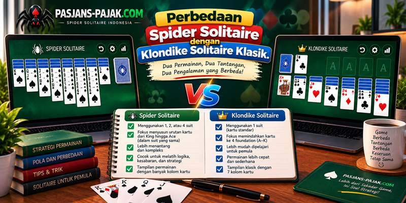 Perbedaan Spider Solitaire dengan Klondike Solitaire Klasik
